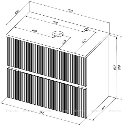 Aquanet Джейн 80 (с отв. под смеситель) цв.маренго (313313)