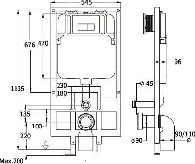 Комплект унитаза с инсталляцией и кнопкой Weltwasser BAMBERG 545 + MERZBACH 043 MT-BL + BAMBERG CR