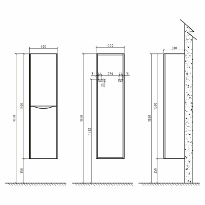 BelBagno Ancona-N 40 R ANCONA-N-1500-2A-SC-GB-R подвесной Beige