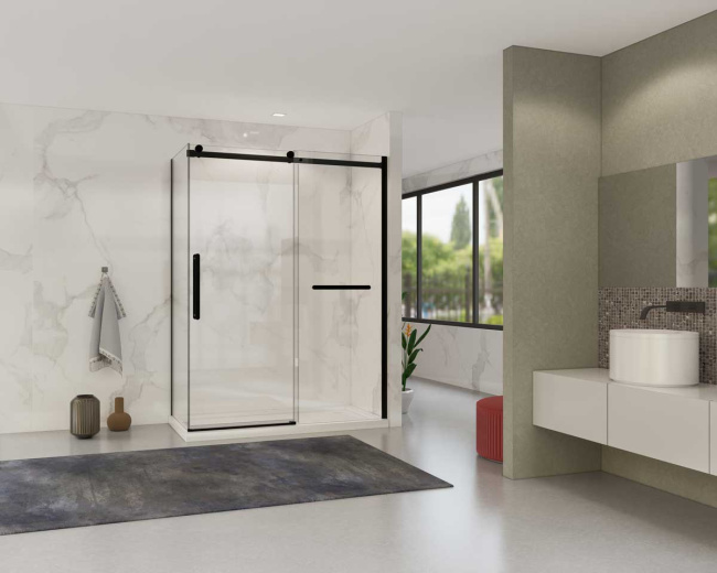 Vincea Como Soft VSR-1CS9015CLB, 1500*900, черный, стекло прозрачное