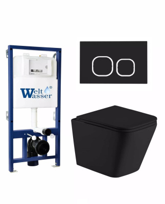 Комплект унитаза с инсталляцией и кнопкой Weltwasser BAMBERG 525 + GELBACH 043 MT-BL + BAMBERG BL