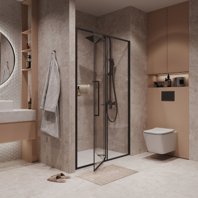 Niagara Nova NG-85-12AB (120*195) черный матовый, стекло прозрачное, 1 место