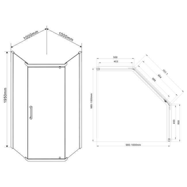 Vincea Stresa VSP-1S100CL, 1000x1000, хром, стекло прозрачное без поддона
