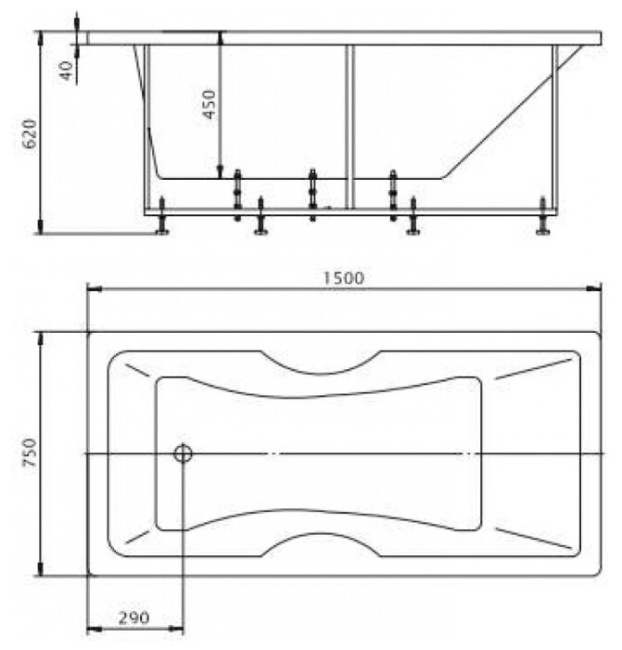 АКВАТЕК Феникс 150х75 FEN150-0000017 акрил