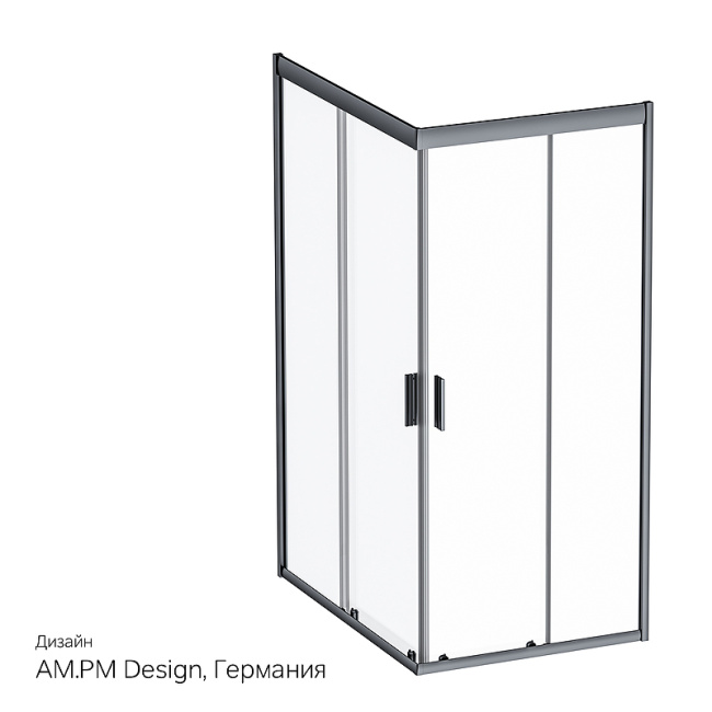 AM.PM Gem 120х90 W90G-404-120290-BT профиль Черный матовый стекло прозрачное без поддона