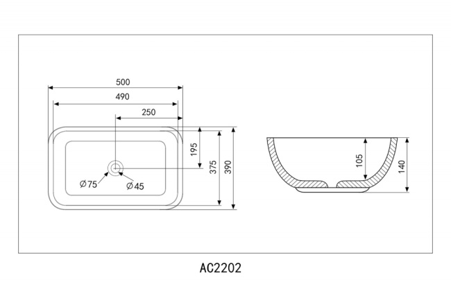 ABBER Rechteck AC2202MG серая матовая