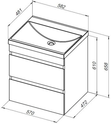 Aquanet Нота New 60 дуб веллингтон табак (00334191)