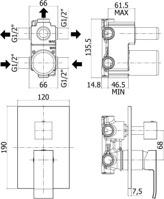 Paffoni Elle EL019NO/M (с внутренней частью)