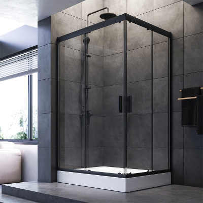 AM.PM Gem 120х90 W90G-404-120290-BT профиль Черный матовый стекло прозрачное без поддона