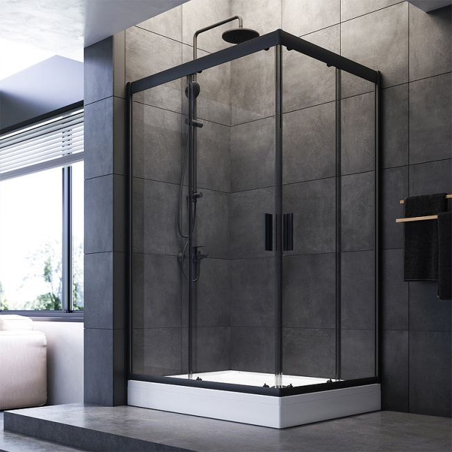 AM.PM Gem 120х90 W90G-404-120290-BT профиль Черный матовый стекло прозрачное без поддона