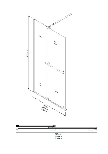 Niagara Nova NG-671-10BLACK (100х200) черный матовый,раздвижная,стекло прозрачное,1 место