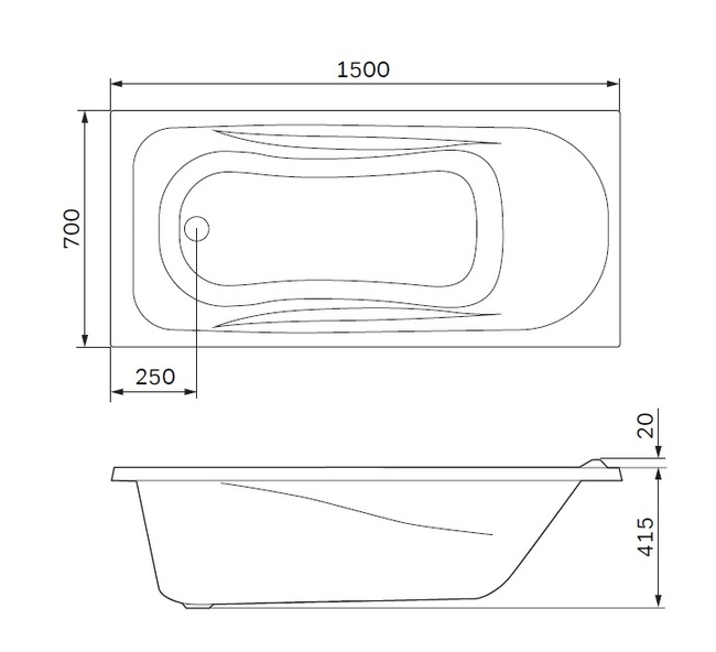 Am.Pm Sense New W76A-150-070W-A, 150x70